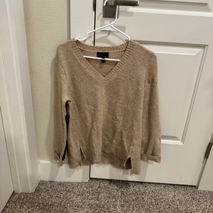 J. Crew Cashmere Sweater, Leather Details, Tan, Small